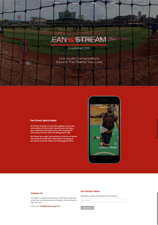 Fan Stream website screenshot