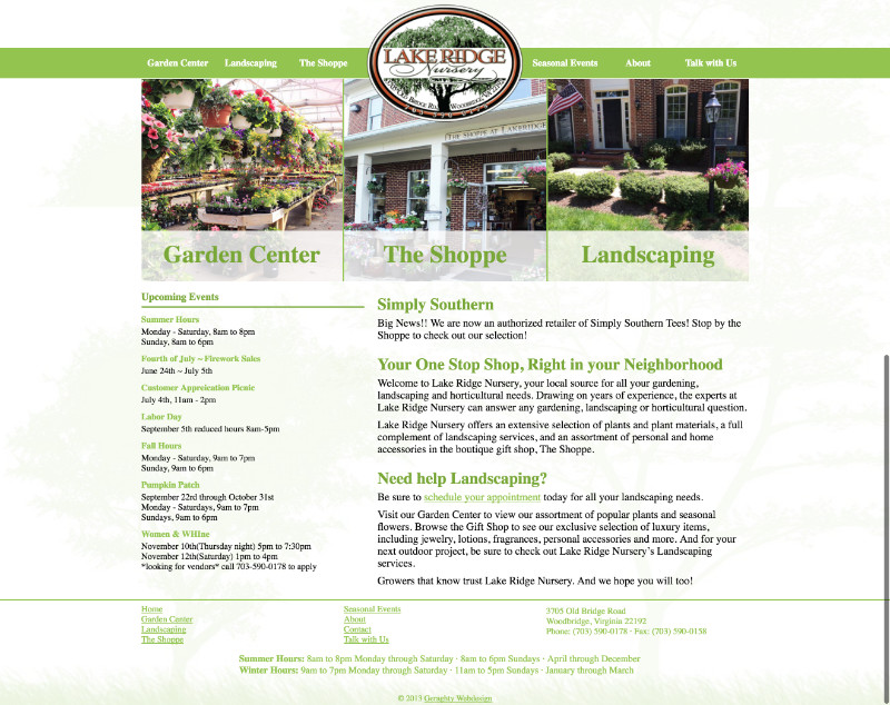 Lakeridge Nursery website screenshot